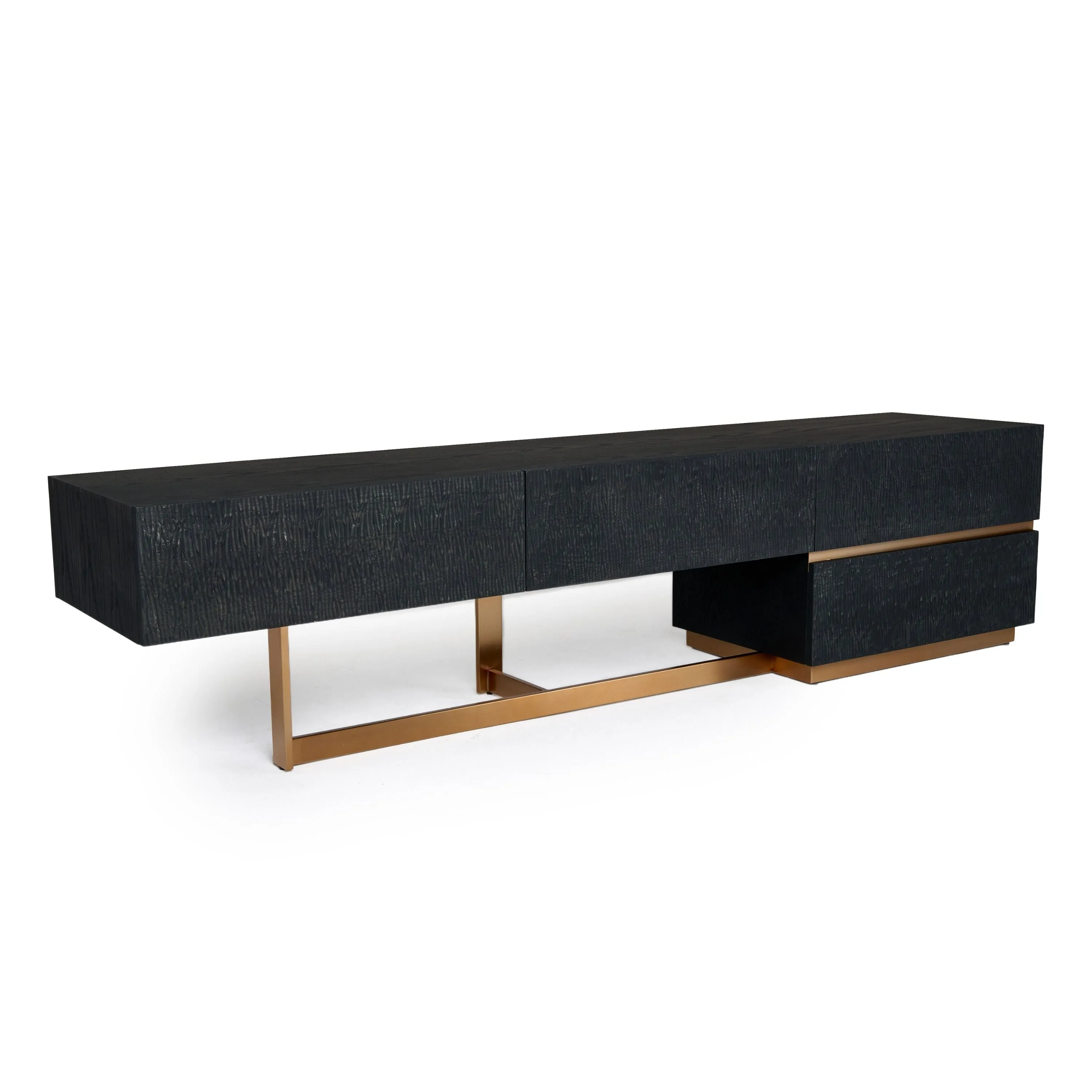 Modrest Tasha - Modern Black Ash   Brushed Gold TV Stand