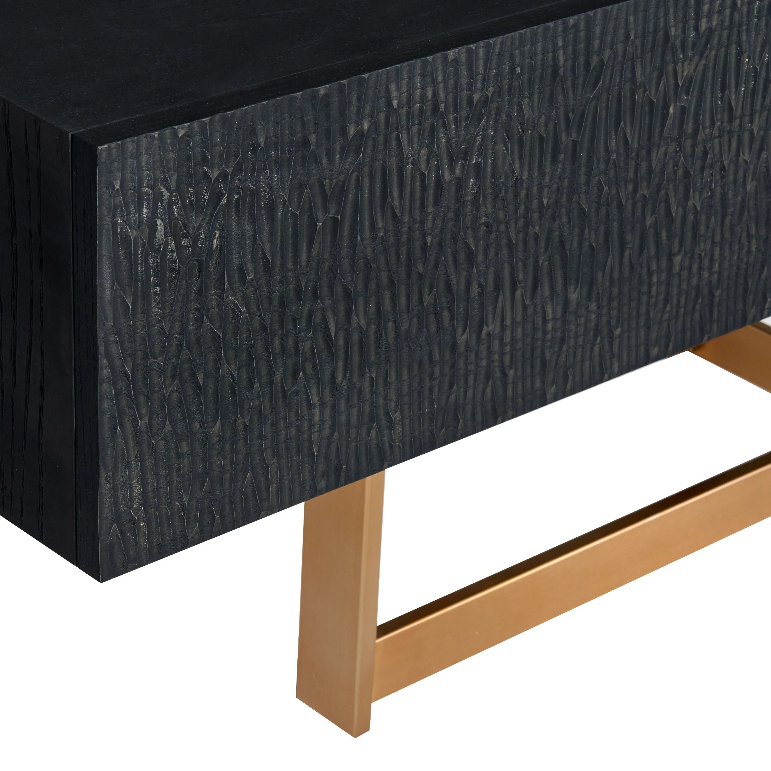 Modrest Tasha - Modern Black Ash   Brushed Gold TV Stand