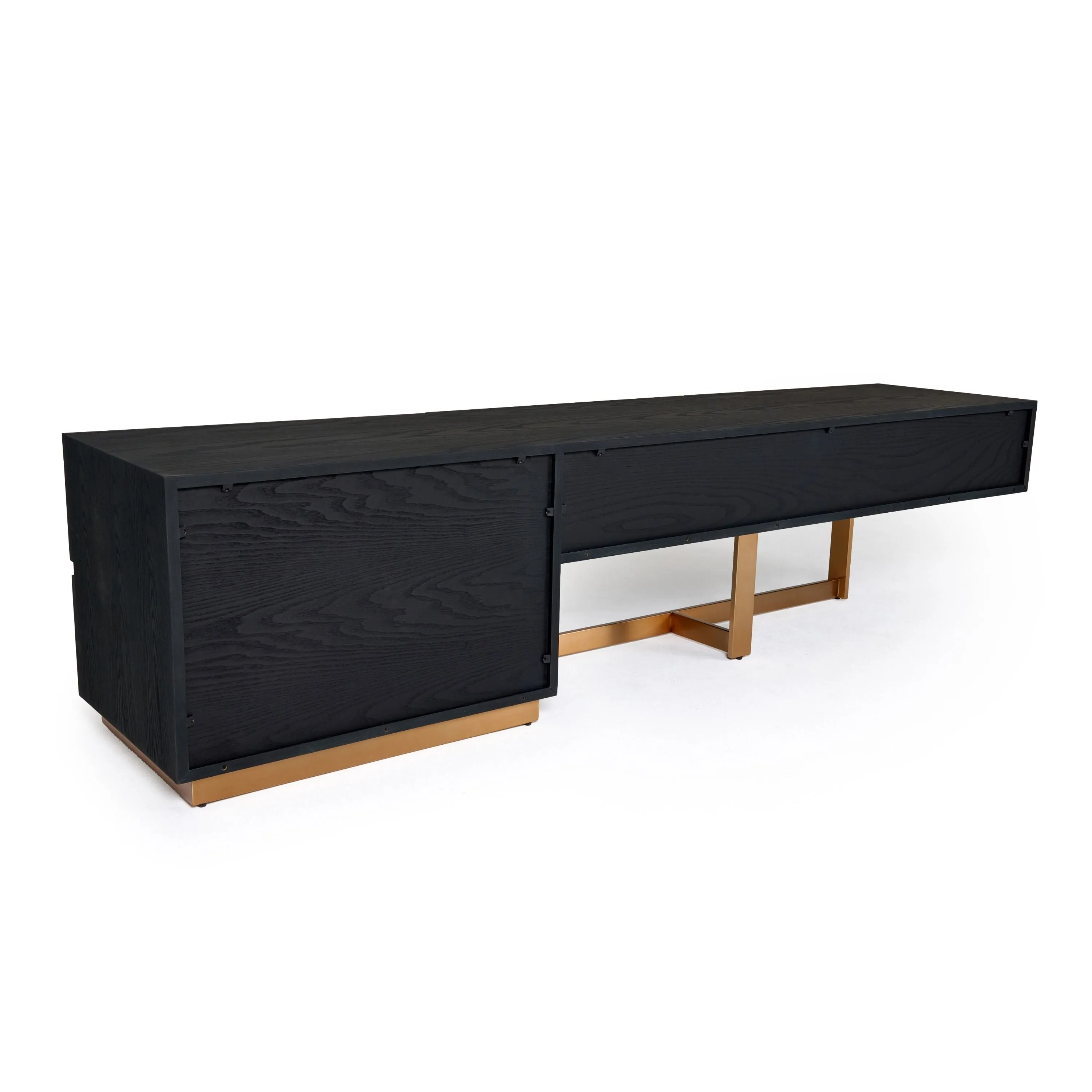 Modrest Tasha - Modern Black Ash   Brushed Gold TV Stand