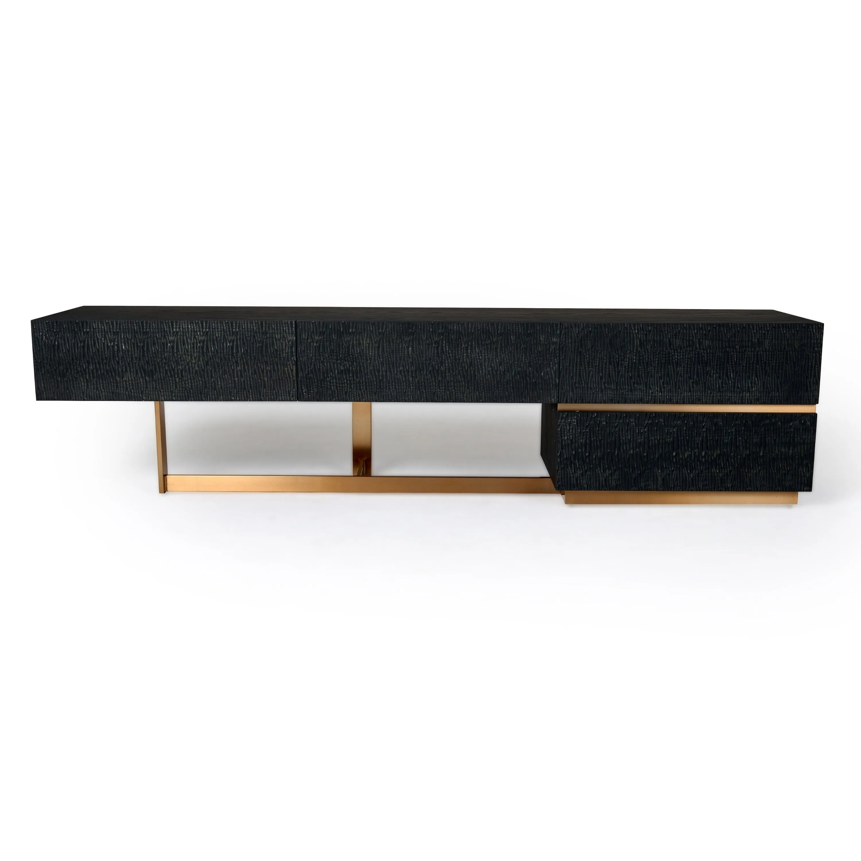 Modrest Tasha - Modern Black Ash   Brushed Gold TV Stand