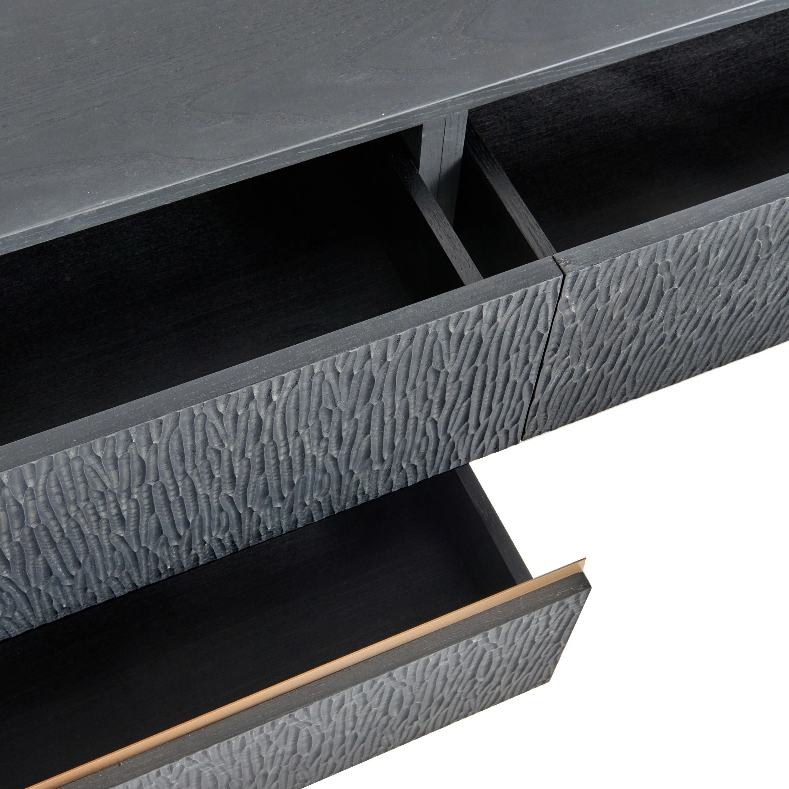 Modrest Tasha - Modern Black Ash   Brushed Gold TV Stand