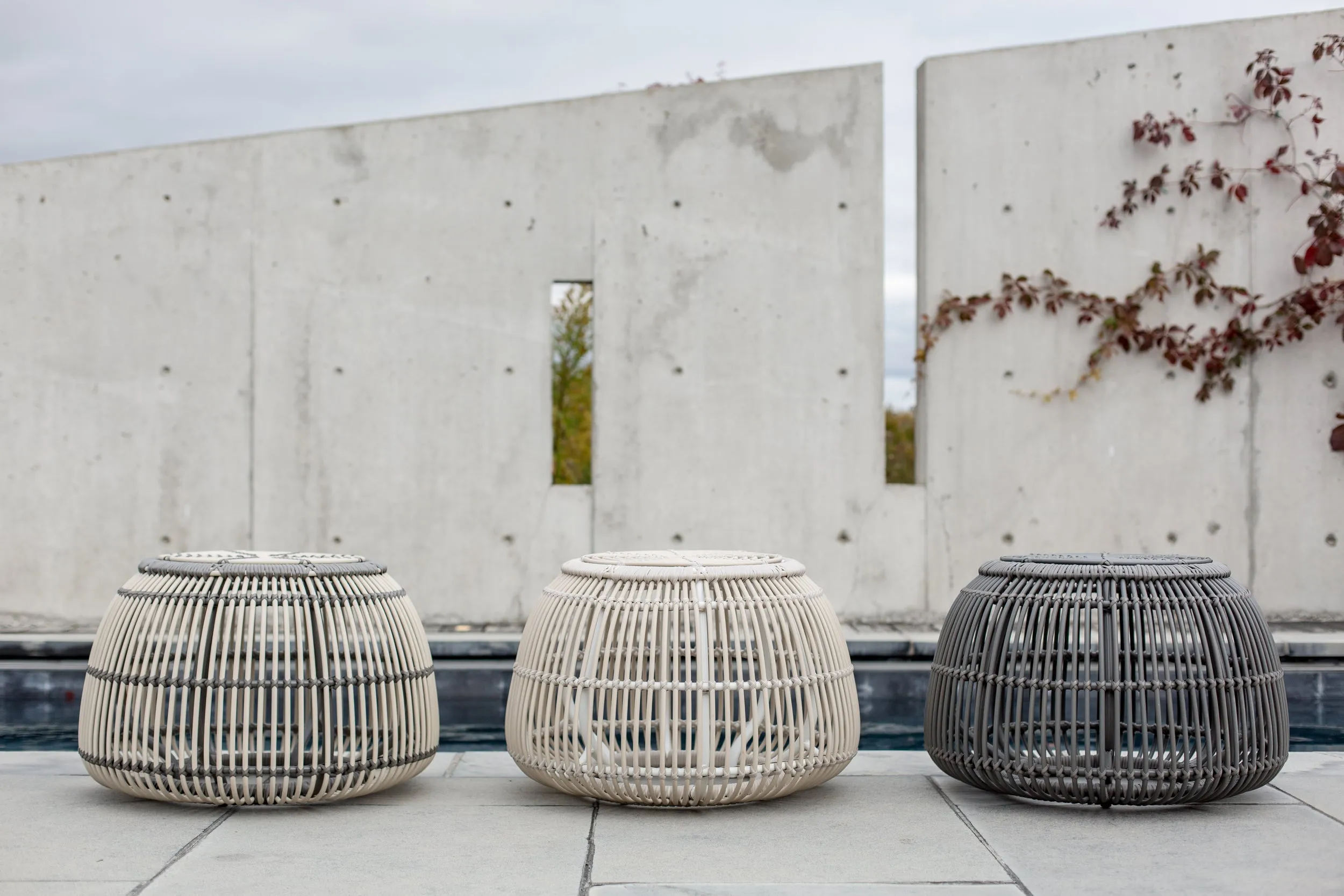 Pouffe Side Table - Grey