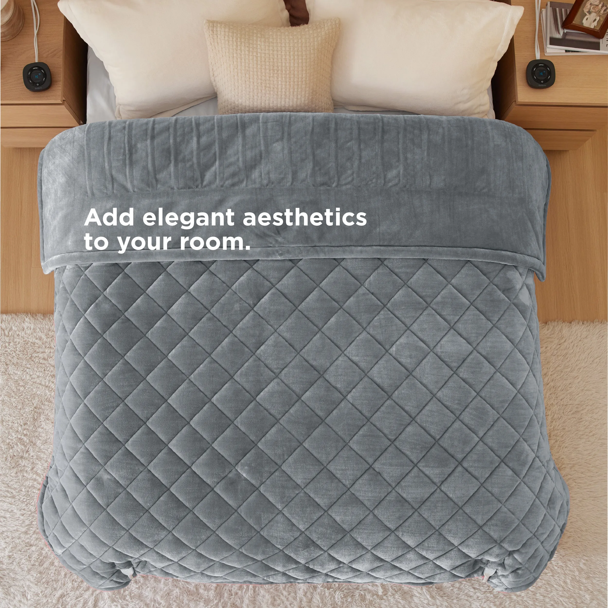 Quilted Sherpa Fleece Heated Blanket