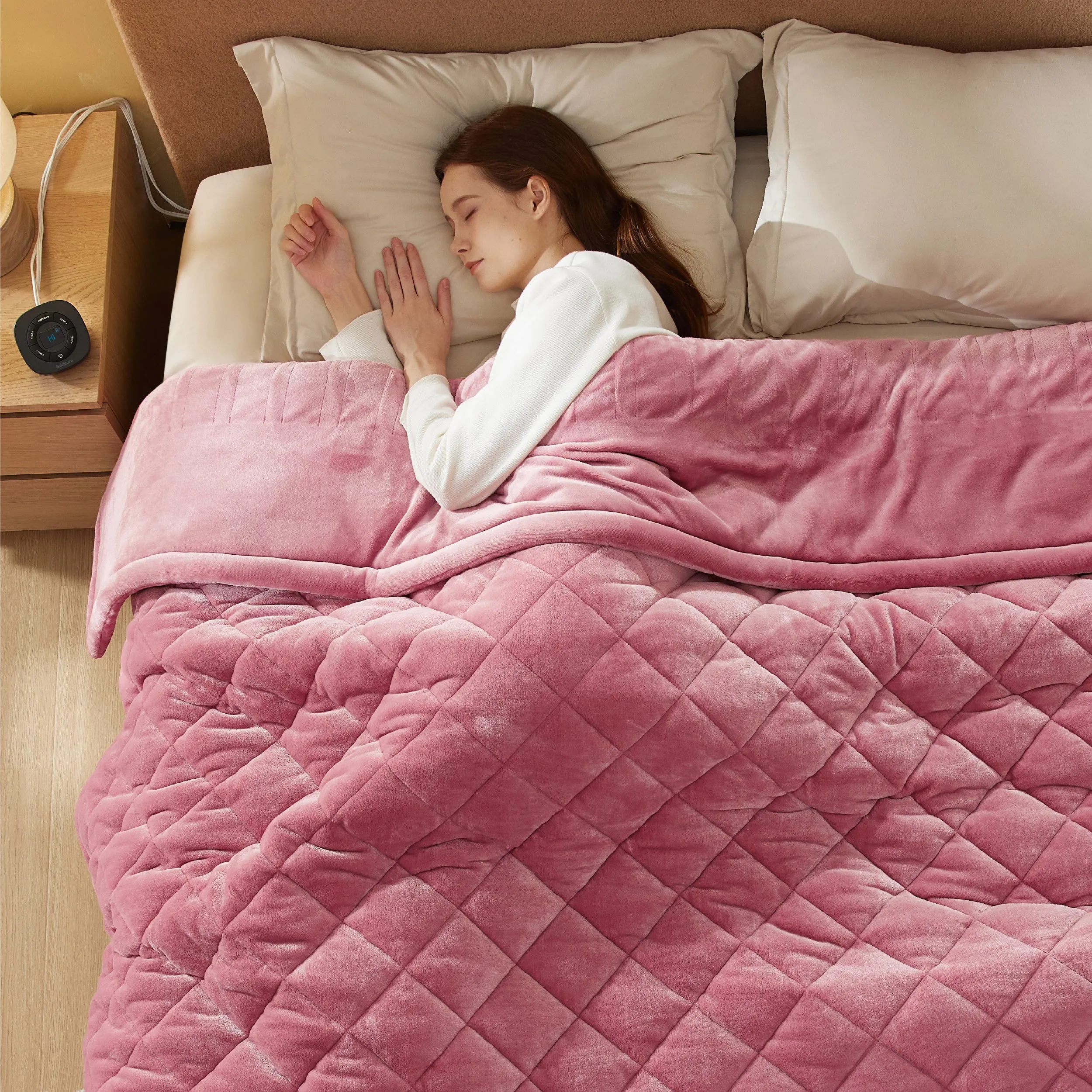 Quilted Sherpa Fleece Heated Blanket