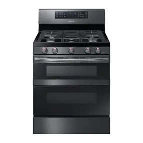 Samsung - 5.8 cu. ft. Freestanding Gas Range with Flex Duo™ & Dual Door -  Black Stainless Steel